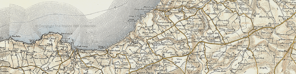 Old map of Penmorfa in 1901