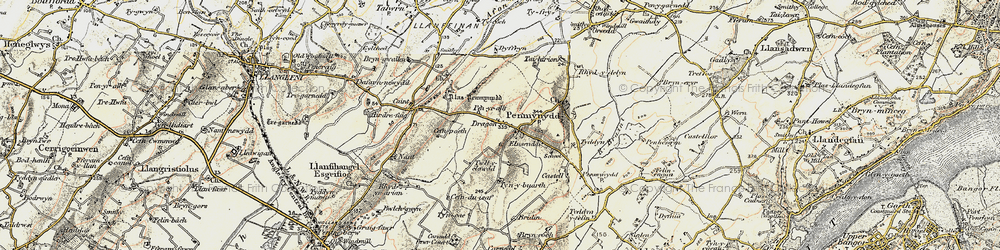 Old map of Penmynydd in 1903-1910