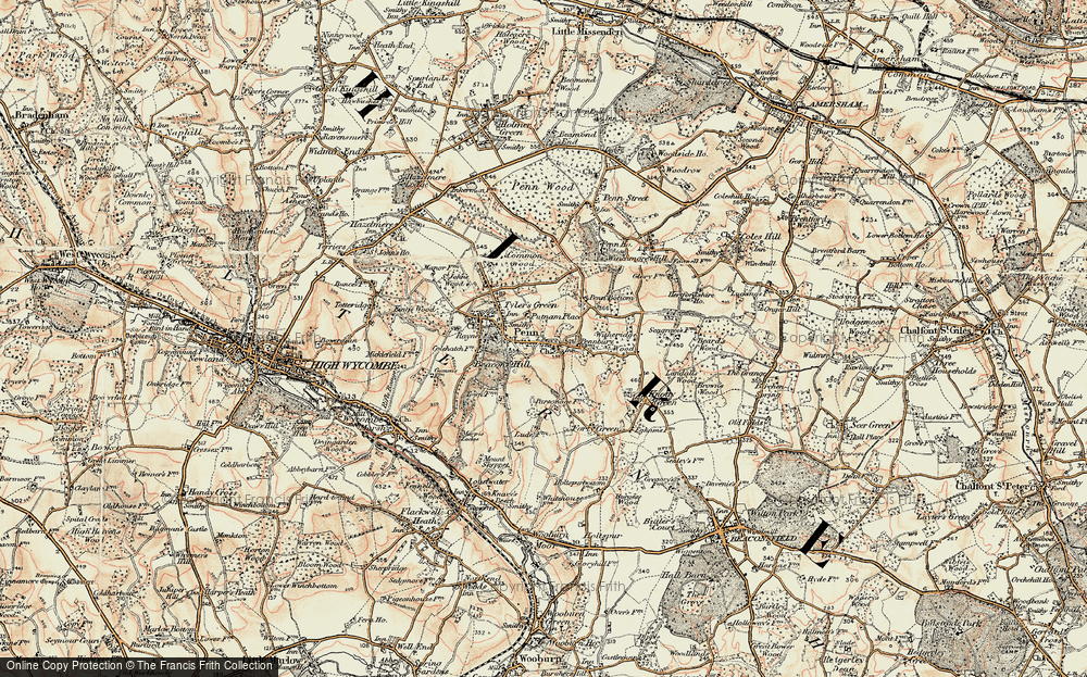 Old Map of Historic Map covering Witheridge Wood in 1897-1898