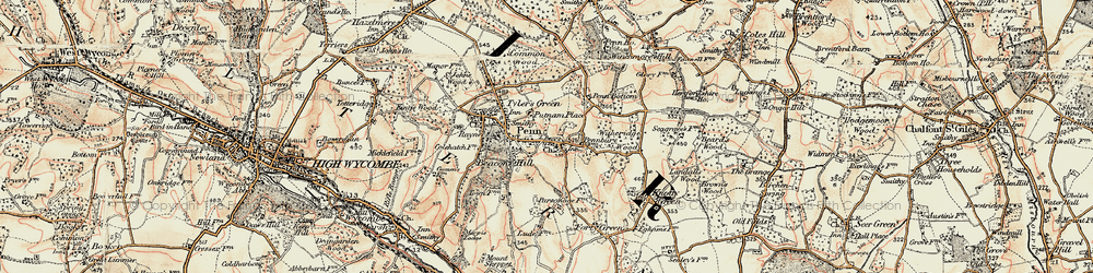 Old map of Penn in 1897-1898
