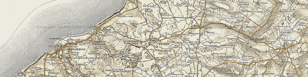 Old map of Wernddu in 1901-1903