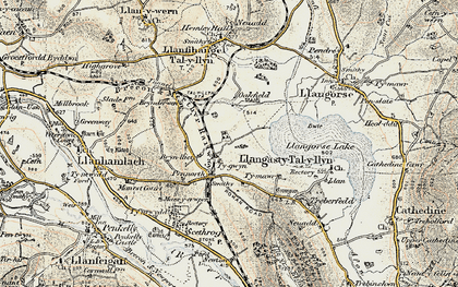 Old map of Bryn-llici in 1900-1901