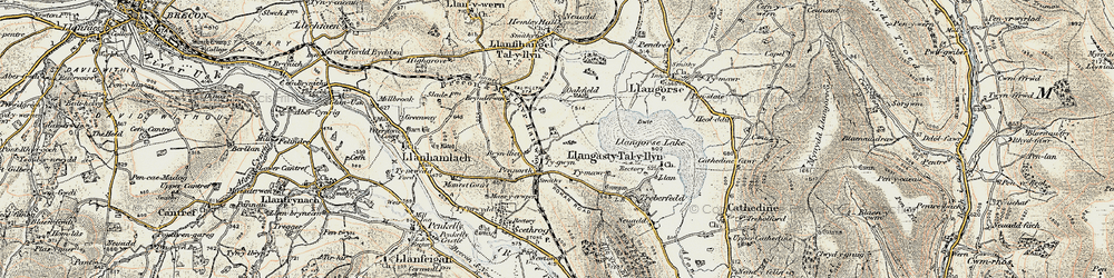 Old map of Bryn-llici in 1900-1901