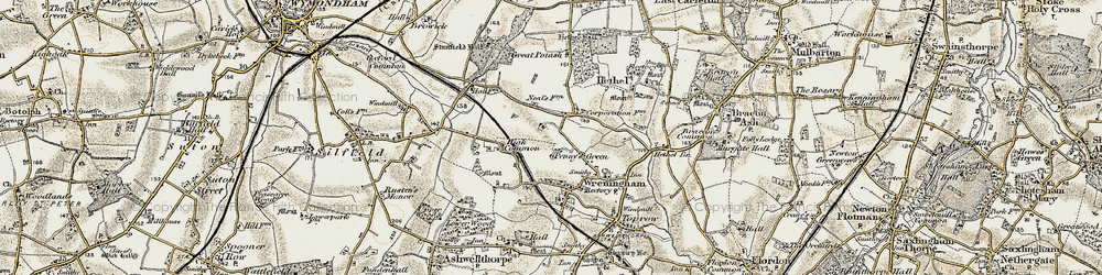 Old map of Penny's Green in 1901-1902