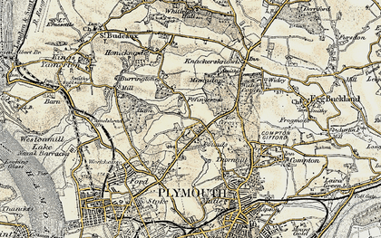 Old map of Pennycross in 1899-1900