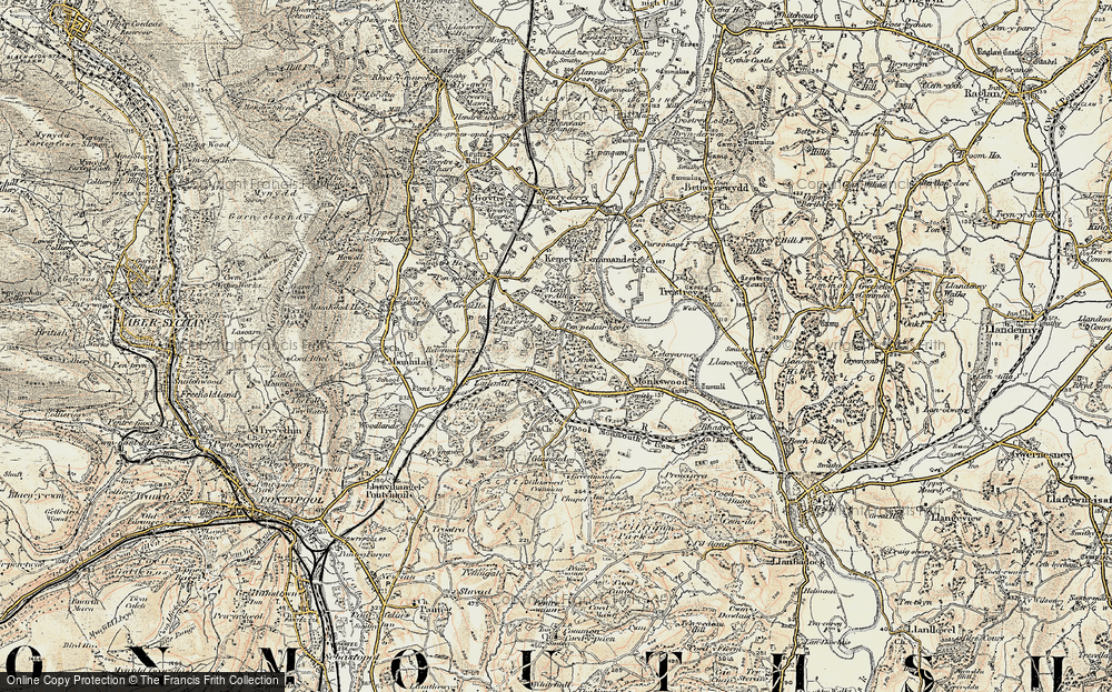 Old Map of Historic Map covering Kemeys Commander in 1899-1900