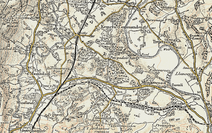 Old map of Kemeys Commander in 1899-1900