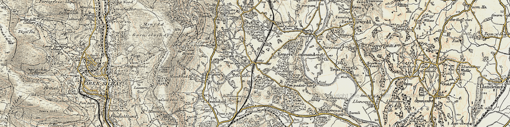 Old map of Penperlleni in 1899-1900