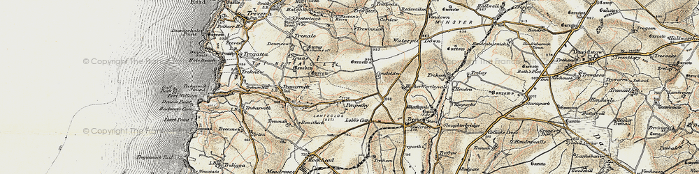 Old map of Penpethy in 1900
