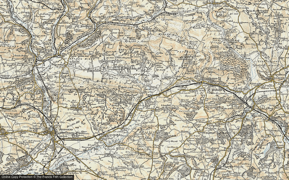 Old Map of Historic Map covering Bryngarn in 1899-1900