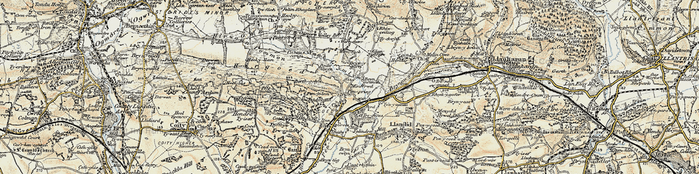 Old map of Bryngwenith in 1899-1900