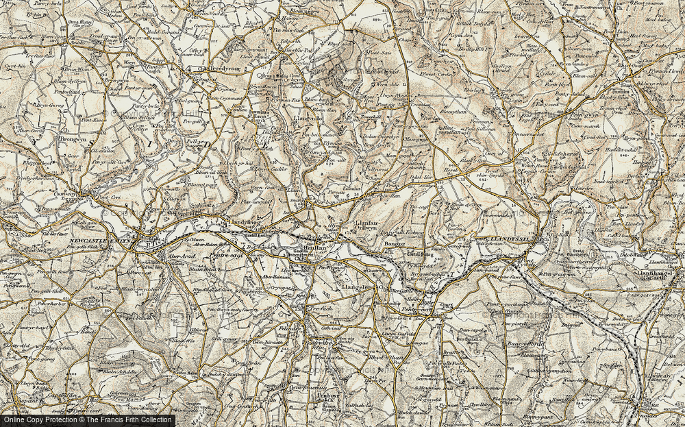 Old Map of Penrhiw-llan, 1901 in 1901