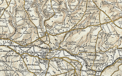 Old map of Penrhiw-llan in 1901