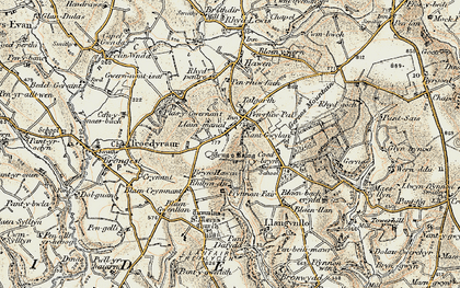 Old map of Blaengwenllan Cross in 1901