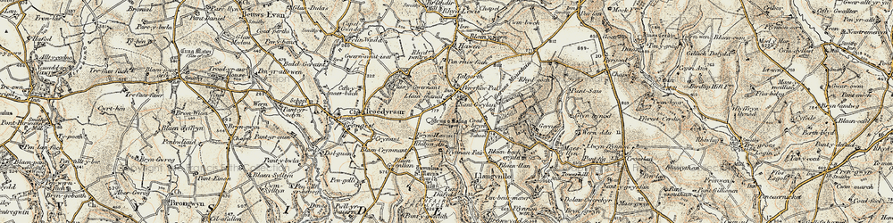 Old map of Blaengwenllan Cross in 1901