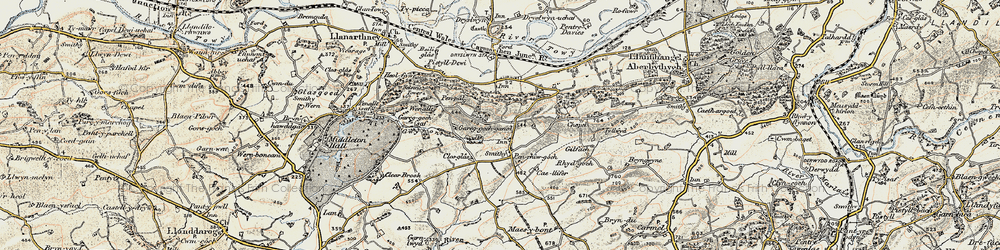 Old map of Afon Gwynon in 1900-1901