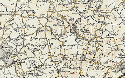 Old map of Penrhos in 1899-1900