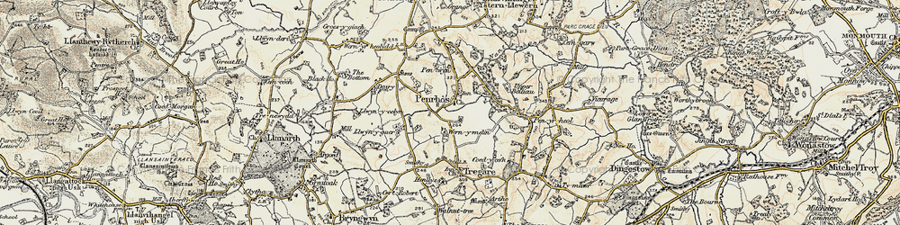 Old map of Penrhos in 1899-1900