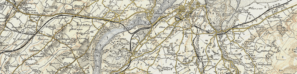 Old map of Treborth Hall in 1903-1910