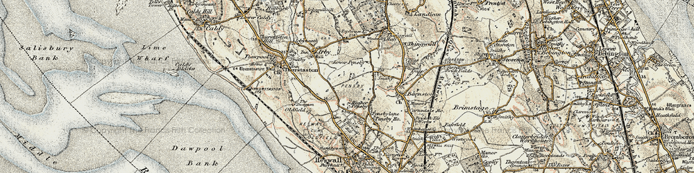 Old map of Pensby in 1902-1903
