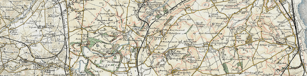 Old map of Penshaw in 1901-1904