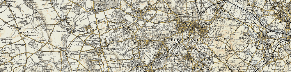 Old map of Pensnett in 1902