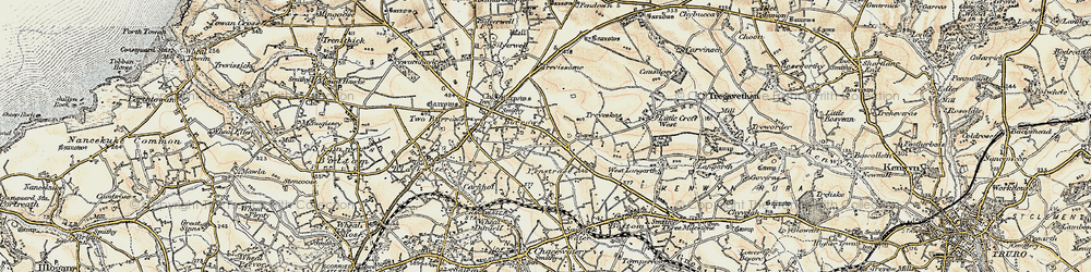 Old map of Penstraze in 1900