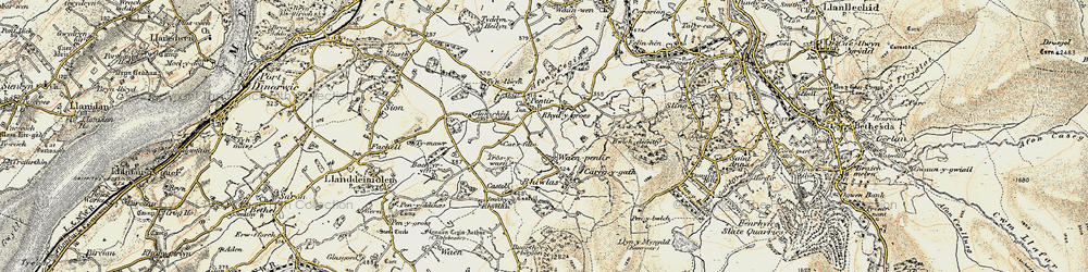 Old map of Pentir in 1903-1910