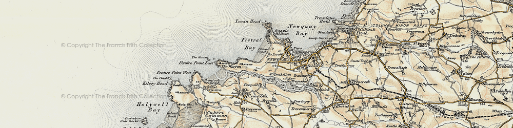 Old map of Pentire in 1900