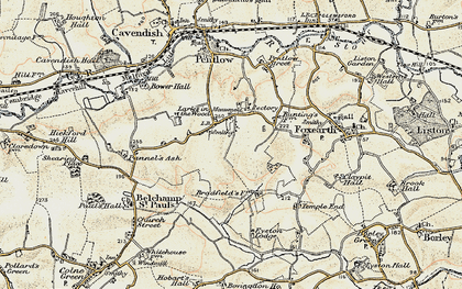 Old map of Pentlow in 1898-1901