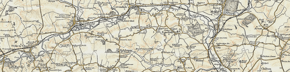 Old map of Pentlow in 1898-1901