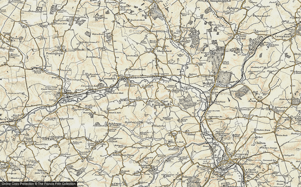 Old Map of Pentlow Street, 1898-1901 in 1898-1901