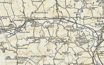 Old map of Pentlow Street in 1898-1901