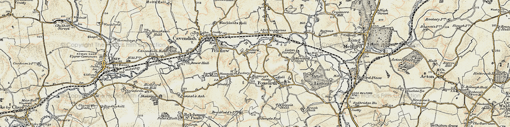 Old map of Pentlow Street in 1898-1901