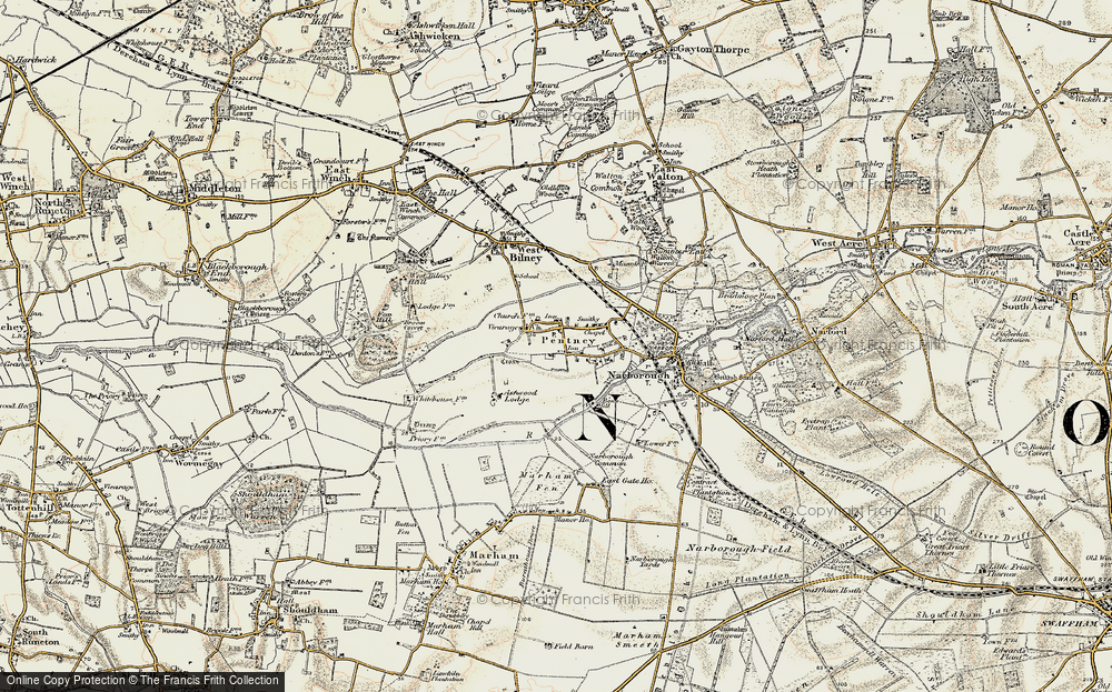 Old Map of Historic Map covering Ashwood Lodge in 1901-1902