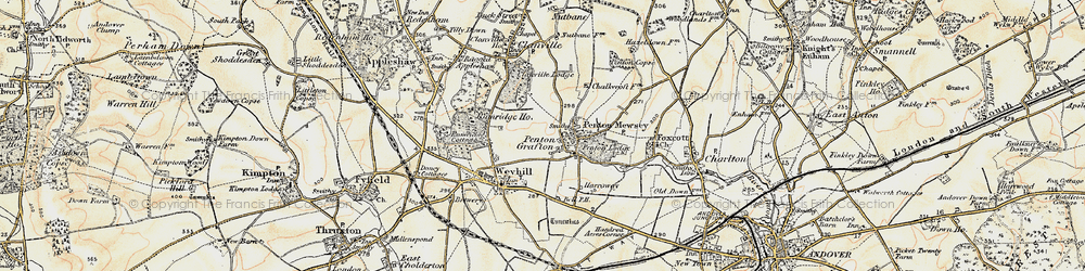 Old map of Weyhill Service Area in 1897-1900