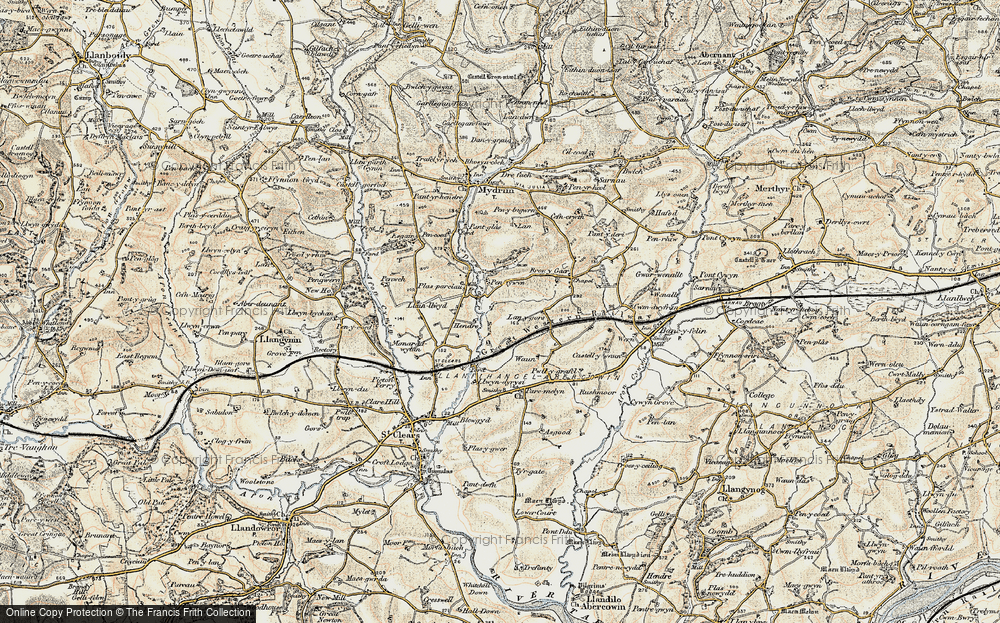 Old Map of Historic Map covering Bryntowyn in 1901