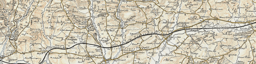 Old map of Bryntowyn in 1901