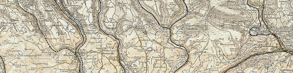 Old map of Pentrapeod in 1899-1900
