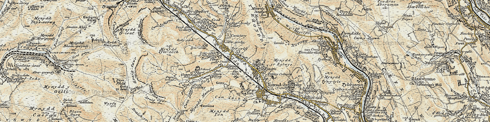 Old map of Pentre in 1899-1900