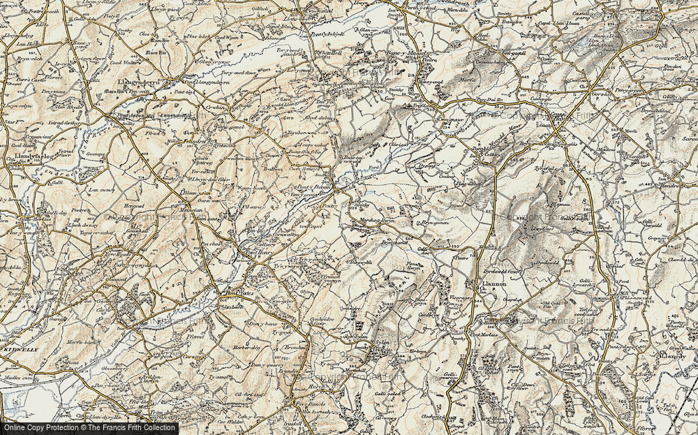 Old Map of Historic Map covering Bryn-banal-Fawr in 1901