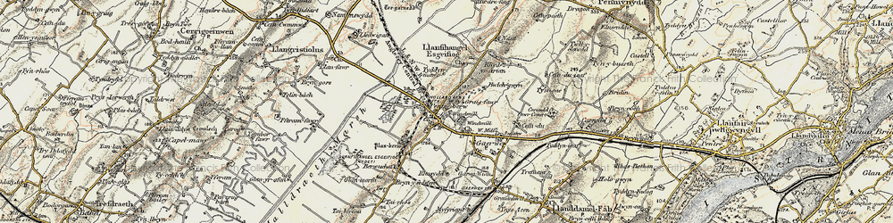 Old map of Pentre Berw in 1903-1910