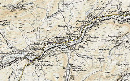 Old map of Afon Lledr in 1902-1903