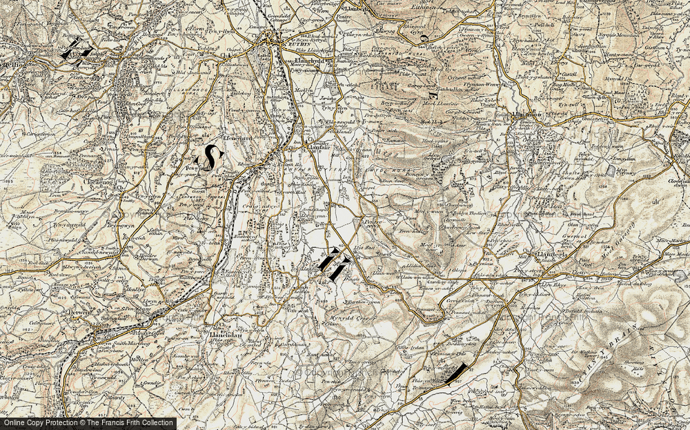 Old Map of Historic Map covering Bryn-chwareu in 1902-1903