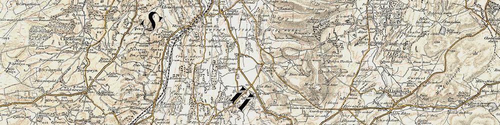 Old map of Pentre-celyn in 1902-1903