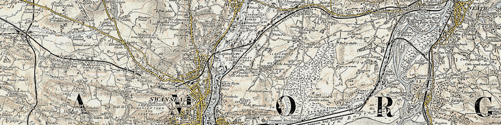 Old map of Pentre-chwyth in 1900-1901