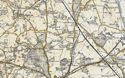 Old map of Pentre-clawdd in 1902