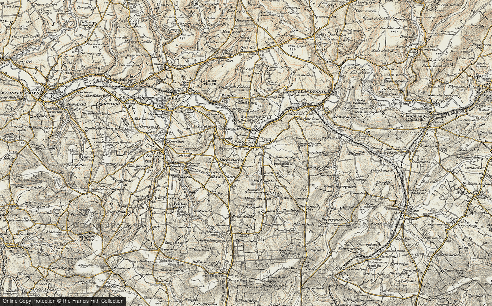 Old Map of Pentre-cwrt, 1901 in 1901