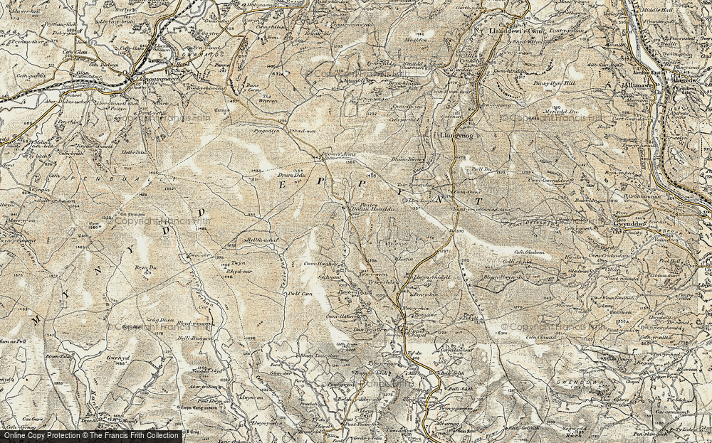 Old Map of Historic Map covering Ysgir Fawr in 1900-1902