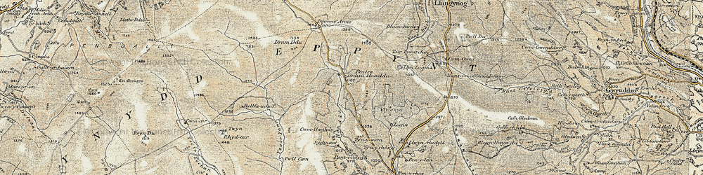 Old map of Pentre Dolau Honddu in 1900-1902